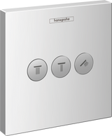 Hansgrohe ShowerSelect Valve chrome panel with three outlet control buttons for concealed shower installation