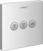 Hansgrohe ShowerSelect Valve chrome panel with three outlet control buttons for concealed shower installation
