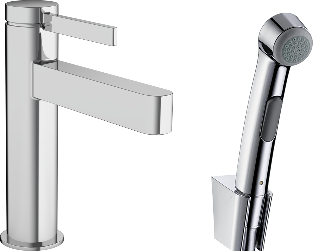 Hansgrohe Finoris Single Lever Basin Mixer 110 With Bidette Hand Shower And Shower Hose 160 Cm - Matt Black - 76210670