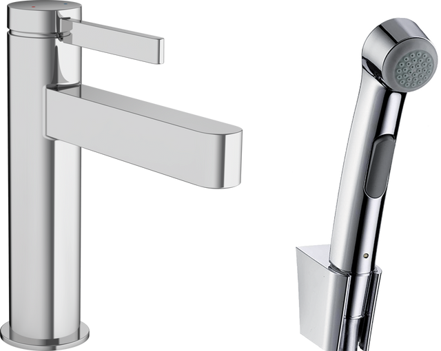 Hansgrohe Finoris Single Lever Basin Mixer 110 With Bidette Hand Shower And Shower Hose 160 Cm - Matt Black - 76210670