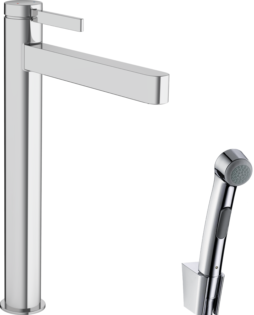 Hansgrohe Finoris Single Lever Basin Mixer 260 With Bidette Hand Shower And Shower Hose 1600mm - Chrome - 76220000