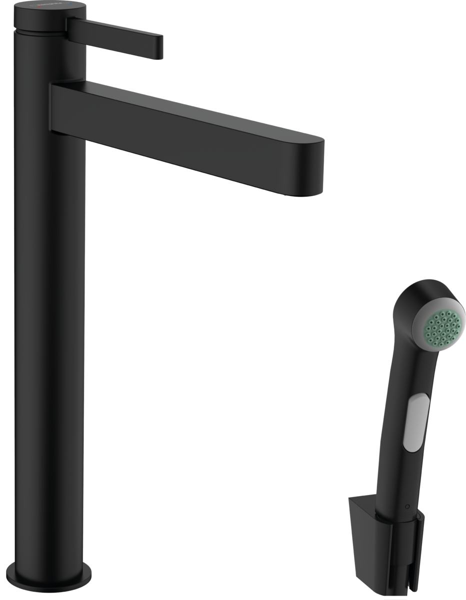 Hansgrohe Finoris Single Lever Basin Mixer 260 With Bidette Hand Shower And Shower Hose 1600mm - Matt Black - 76220670