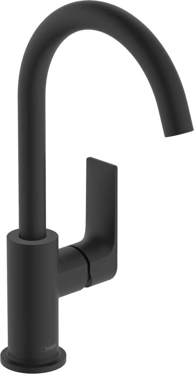 Hansgrohe Rebris E Single Lever Basin Mixer 210 With Swivel Spout And Pop-up Waste Set - Matt Black - 72576670