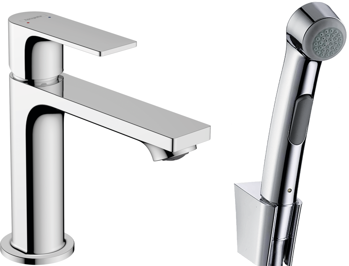 Hansgrohe Rebris E Single Lever Basin Mixer 110 With Bidette Hand Shower And Shower Hose Without Waste Set - Chrome - 72216000