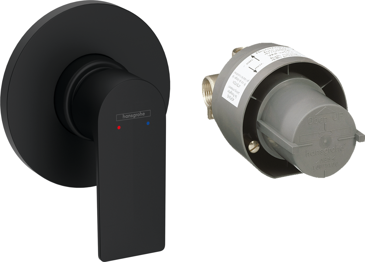 Hansgrohe Rebris E Single Lever Shower Mixer Set For Concealed Installation - Matt Black - 72658670