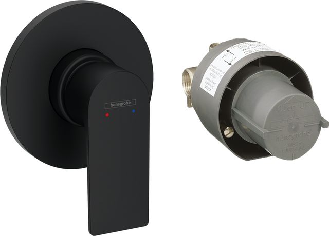 Hansgrohe Rebris E Single Lever Shower Mixer Set For Concealed Installation - Matt Black - 72658670