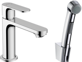 hansgrohe Rebris S Single lever basin mixer 110 with bidette hand shower and shower hose 1600mm without waste set - Chrome - 72215000