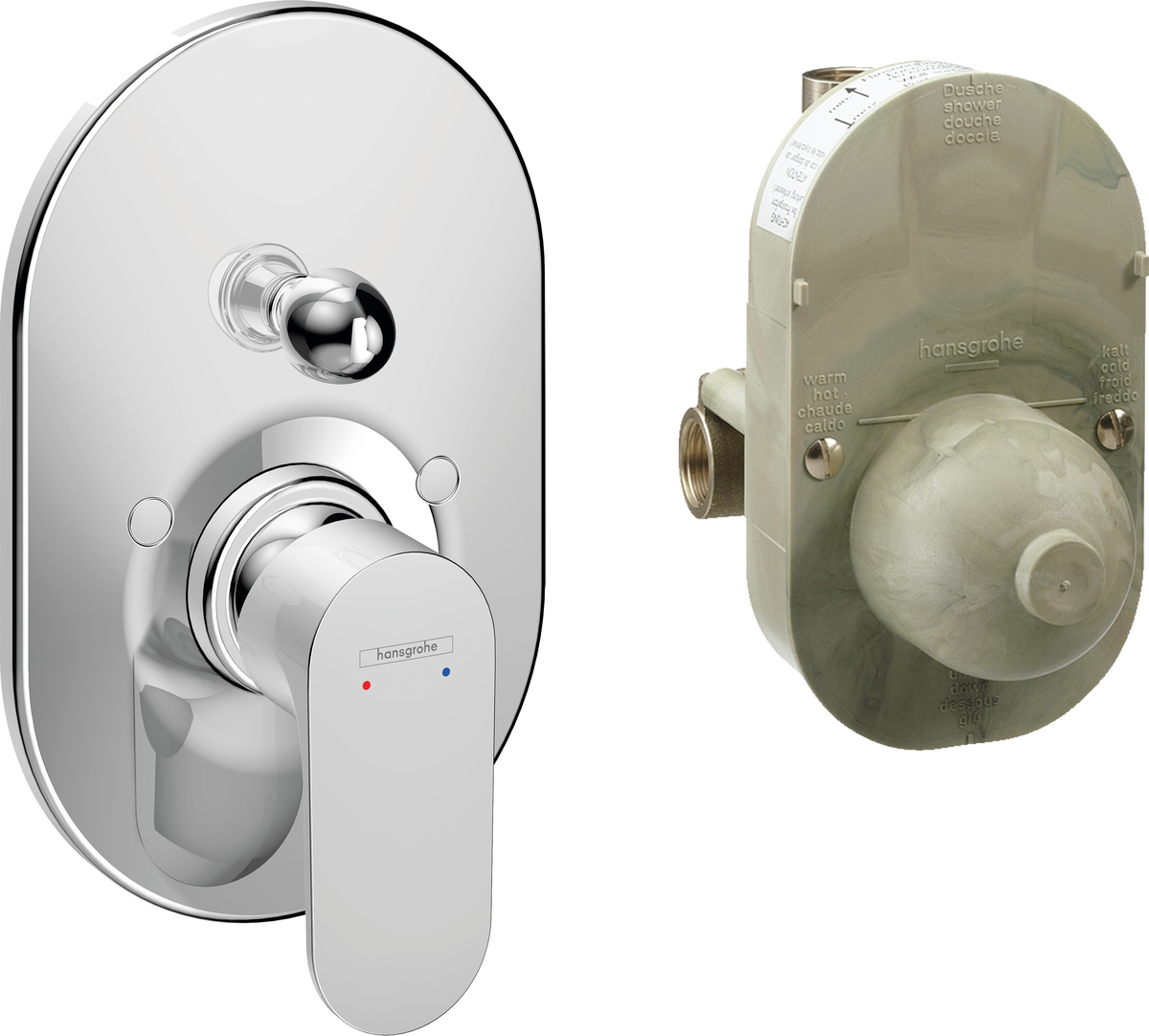 Hansgrohe Rebris S Single Lever Bath Mixer Set For Concealed Installation - Chrome - 72448000
