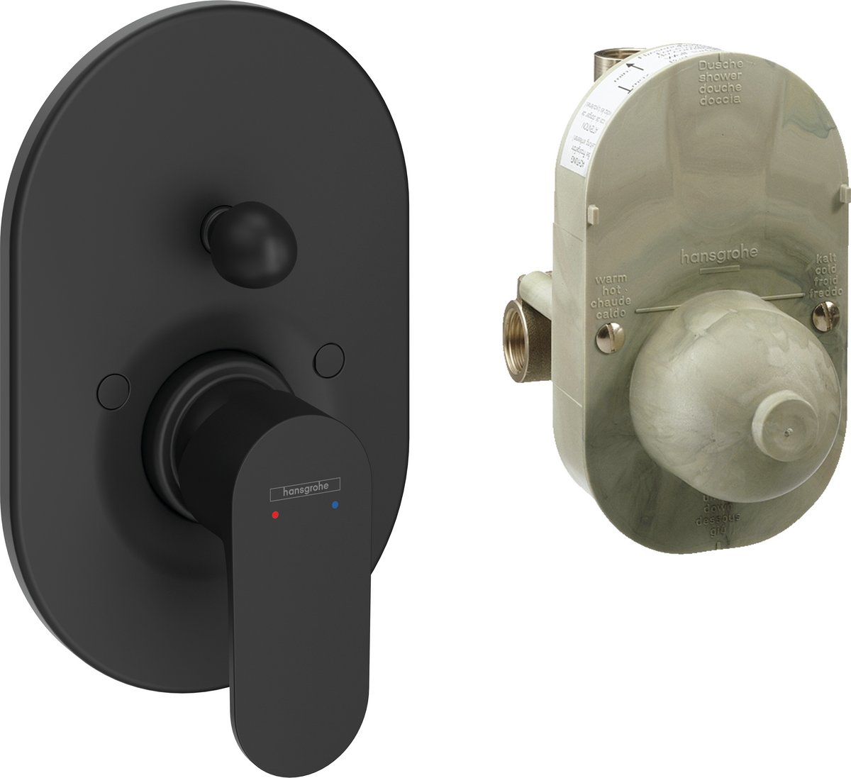 Hansgrohe Rebris S Single Lever Bath Mixer Set For Concealed Installation - Matt Black - 72448670