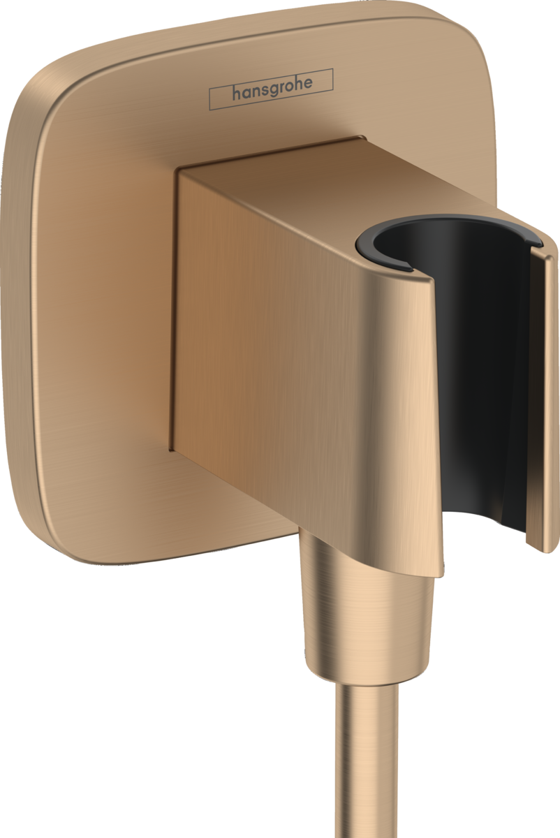 Hansgrohe FixFit Q Wall Outlet With Shower Holder - Brushed Bronze - 26887140