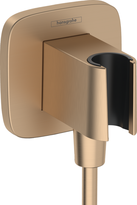 Hansgrohe FixFit Q Wall Outlet With Shower Holder - Brushed Bronze - 26887140