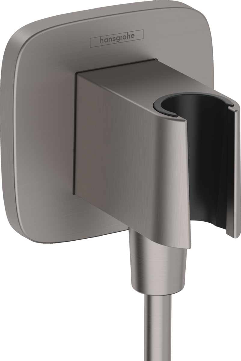 Hansgrohe FixFit Q Wall Outlet With Shower Holder - Brushed Black Chrome - 26887340