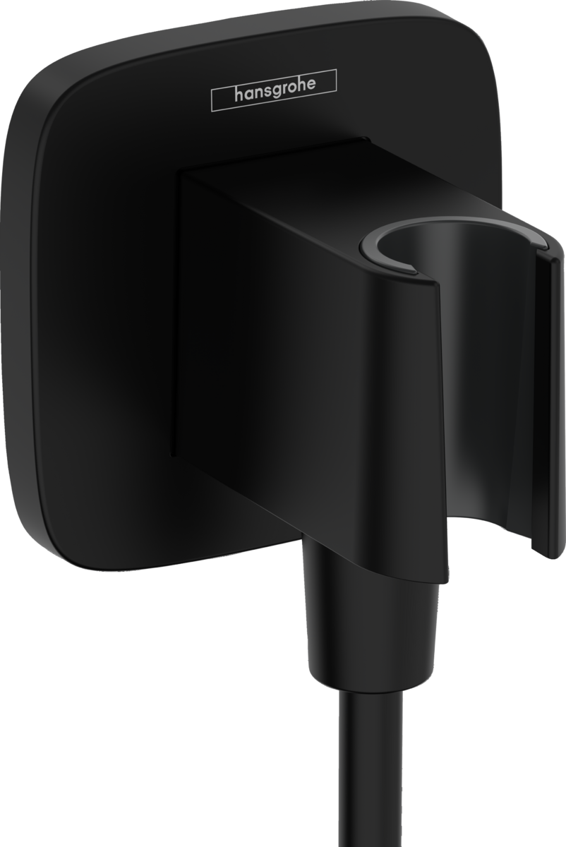 Hansgrohe FixFit Q Wall Outlet With Shower Holder - Matt Black - 26887670