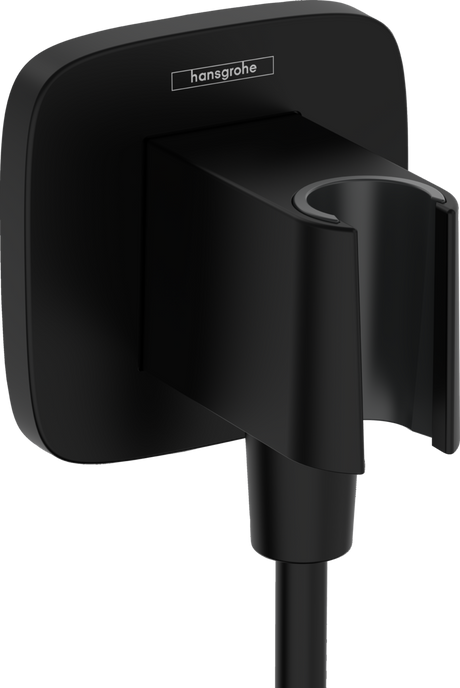 Hansgrohe FixFit Q Wall Outlet With Shower Holder - Matt Black - 26887670