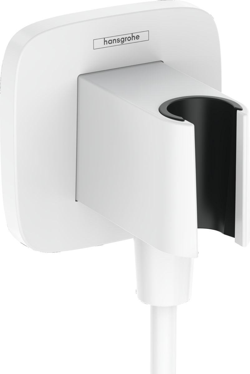 Hansgrohe FixFit Q Wall Outlet With Shower Holder - Matt White - 26887700