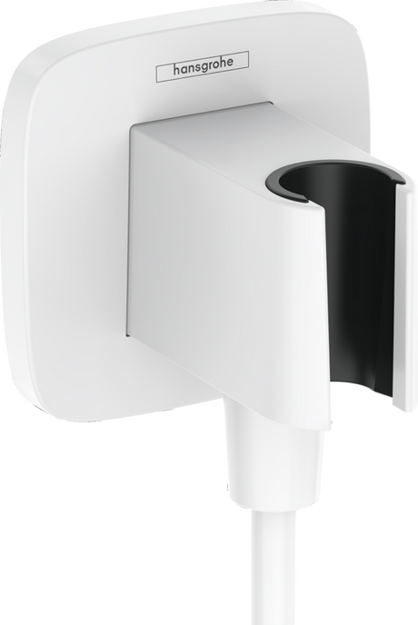 Hansgrohe FixFit Q Wall Outlet With Shower Holder - Matt White - 26887700