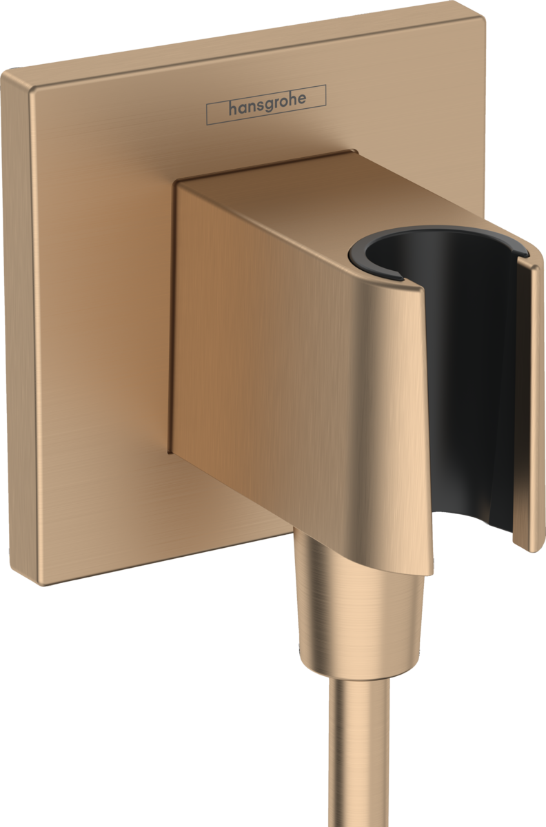 Hansgrohe FixFit E Wall Outlet With Shower Holder - Brushed Bronze - 26889140
