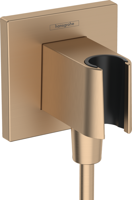 Hansgrohe FixFit E Wall Outlet With Shower Holder - Brushed Bronze - 26889140