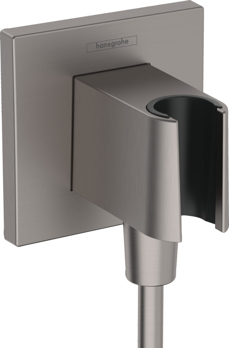 Hansgrohe FixFit E Wall Outlet With Shower Holder - Brushed Black Chrome - 26889340