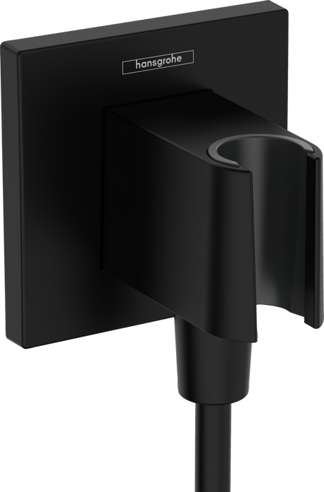 Hansgrohe FixFit E Wall Outlet With Shower Holder - Matt Black - 26889670