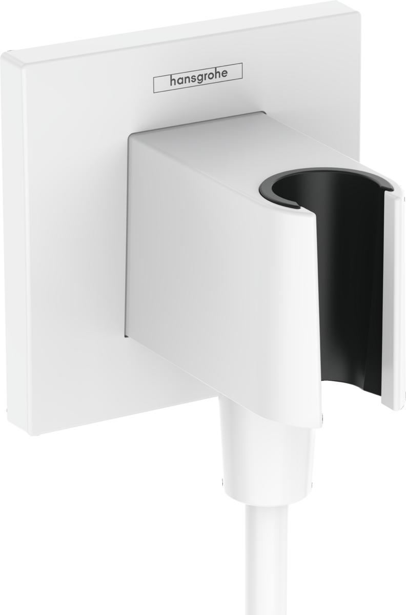 Hansgrohe FixFit E Wall Outlet With Shower Holder - Matt White - 26889700
