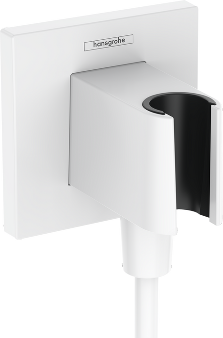 Hansgrohe FixFit E Wall Outlet With Shower Holder - Matt White - 26889700