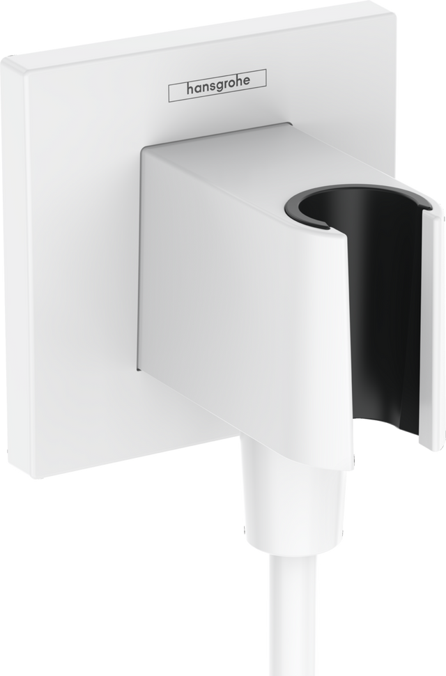 Hansgrohe FixFit E Wall Outlet With Shower Holder - Matt White - 26889700