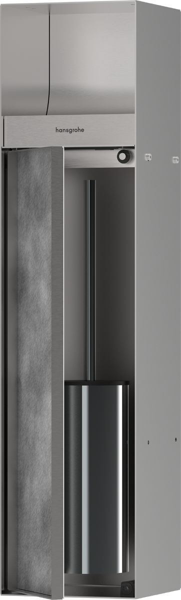 Hansgrohe Xtrastoris Rock Recessed Toilet Brush Holder - Brushed Stainless Steel - 56062800