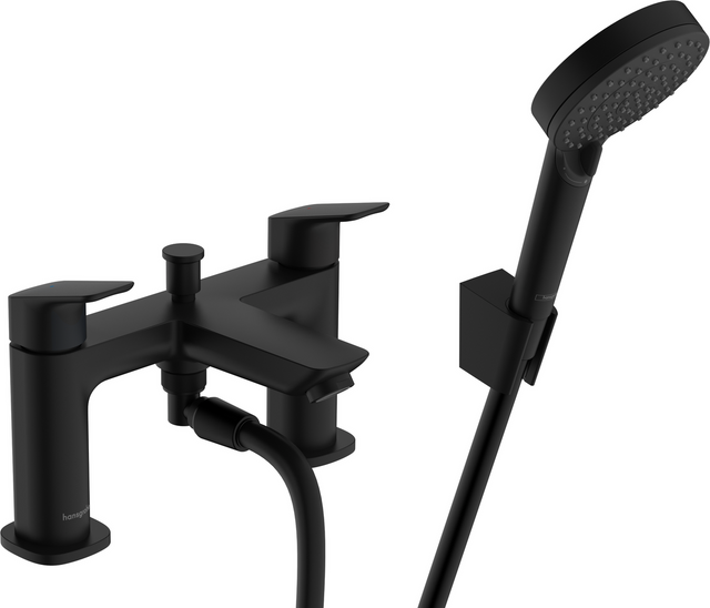 Hansgrohe Logis 2-hole Rim Mounted Bath Mixer With Diverter  - Matt Black - 71438670