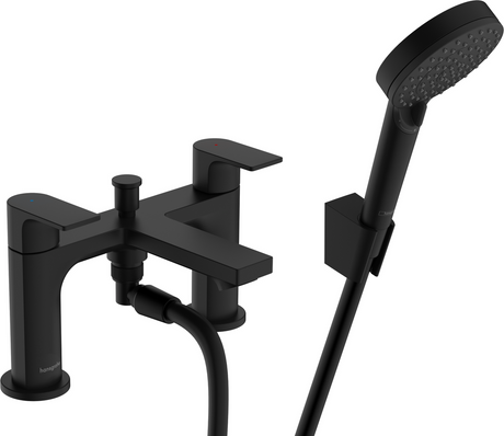 Hansgrohe Rebris E 2-hole Rim Mounted Bath Mixer With Diverter Valve - Matt Black - 72481670