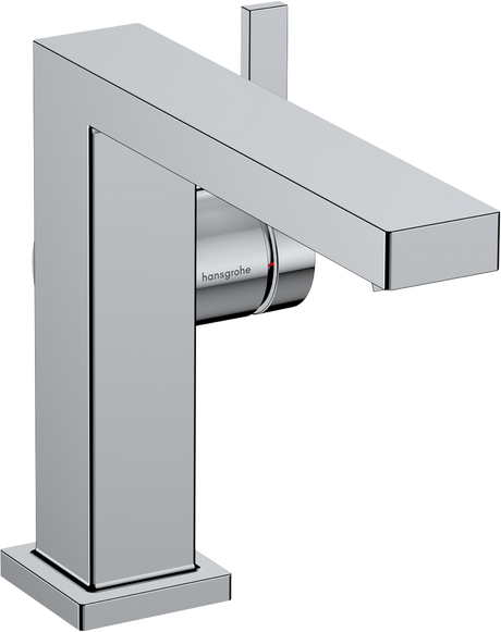 Hansgrohe Tecturis E Fine Coolstart Ecosmart+ chrome single lever basin mixer faucet with 110mm spout length.