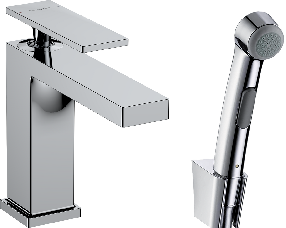 Hansgrohe Tecturis E Single Lever Basin Mixer 110 With Bidette Hand Shower - Chrome - 73210000