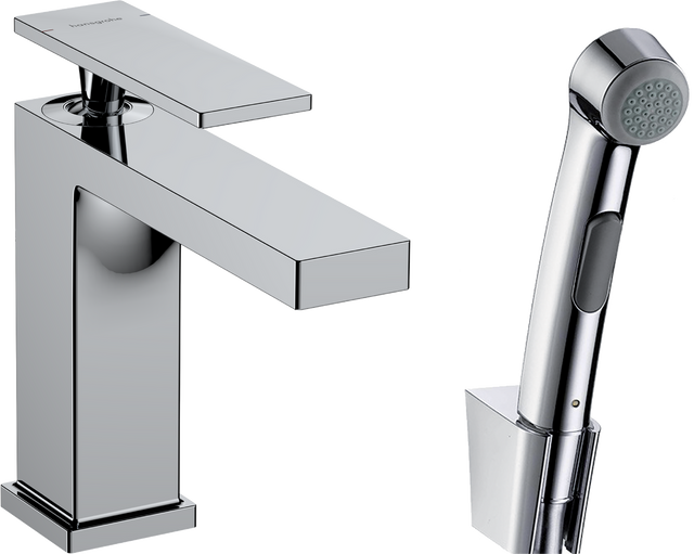 Hansgrohe Tecturis E Single Lever Basin Mixer 110 With Bidette Hand Shower - Chrome - 73210000