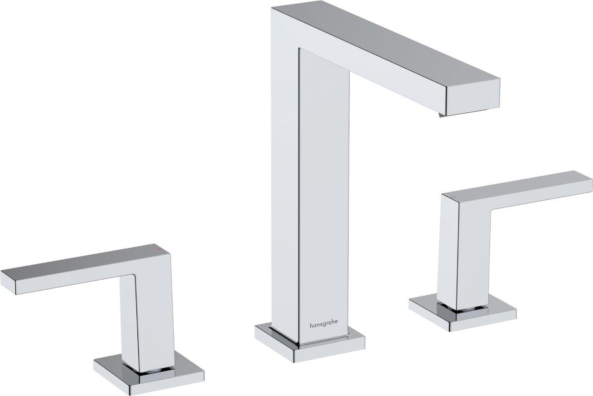 Hansgrohe Tecturis E 3-hole Basin Mixer 150 EcoSmart+ With Push-open Waste Set - Chrome - 73030000