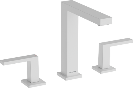 Hansgrohe Tecturis E 3-hole Basin Mixer 150 EcoSmart+ With Push-open Waste Set - Matt White - 73030700