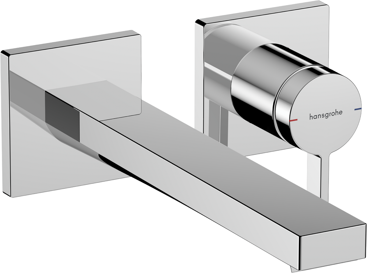 Hansgrohe Tecturis E single lever basin mixer in chrome with sleek modern design and eco-friendly water-saving technology