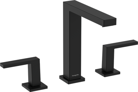 Hansgrohe Tecturis E 3-hole Basin Mixer 150 EcoSmart+ With Push-open Waste Set - Matt Black - 73030670