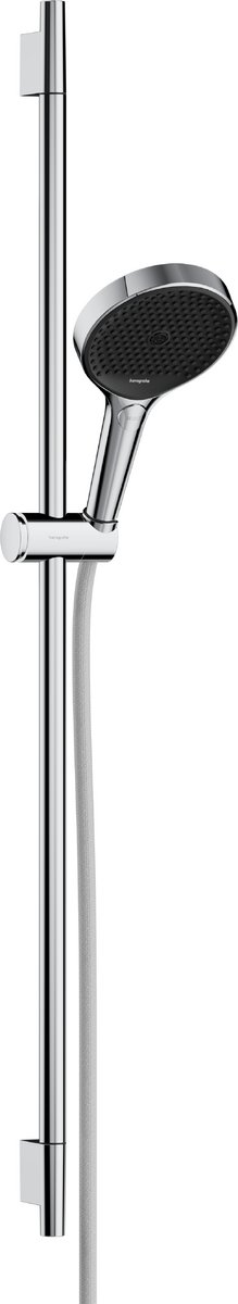 Hansgrohe Rainfinity Shower Set 130 3jet with Shower Bar S Puro 90 Cm and Push Slider And Designflex Textile Shower Hose 160 Cm - Chrome - 28743000