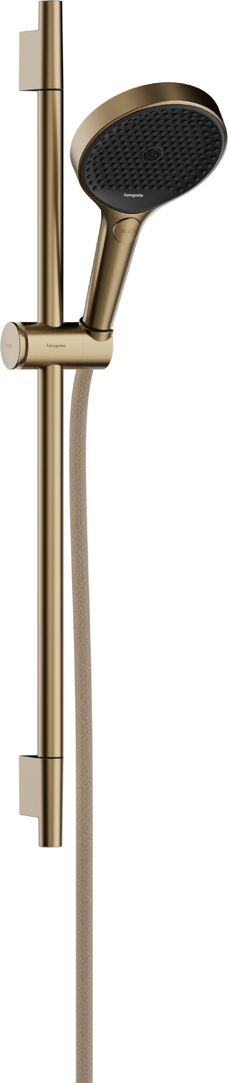Hansgrohe Rainfinity Shower Set 130 3jet with Shower Bar S Puro 65 Cm and Push Slider And Designflex Textile Shower Hose 160 Cm - Brushed Bronze - 28745140