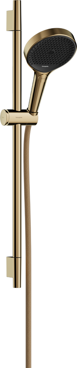 Hansgrohe Rainfinity Shower Set 130 3jet with Shower Bar S Puro 65 Cm and Push Slider And Designflex Textile Shower Hose 160 Cm - Polished Gold-Optic - 28745990