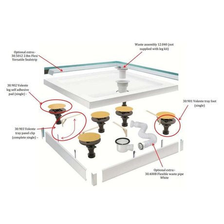 Eastbrook Volente Legs & Panel for Quadrant Shower Trays up to 1200mm x 900mm - 158.081 - TAP 'N' SHOWER