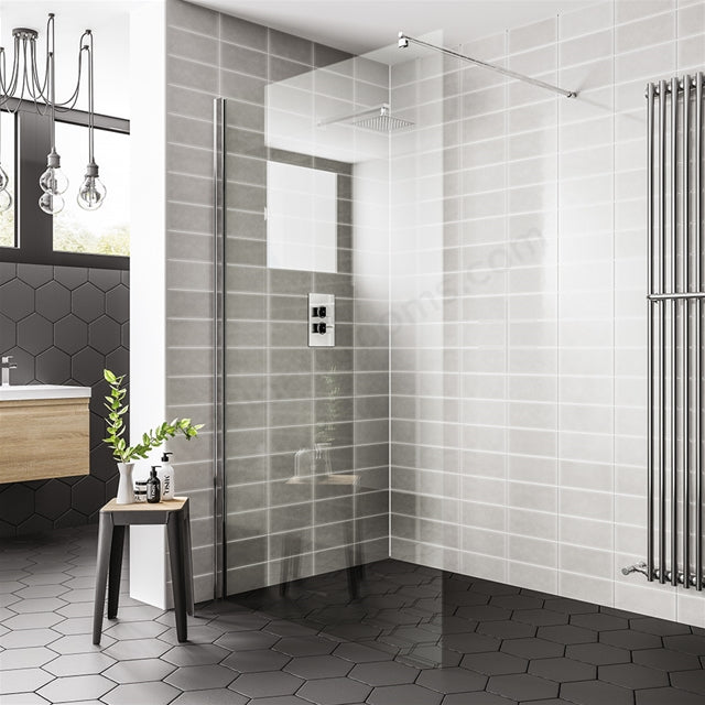 Oakham Spring 700mm Wetroom Shpwer Screen - Chrome
