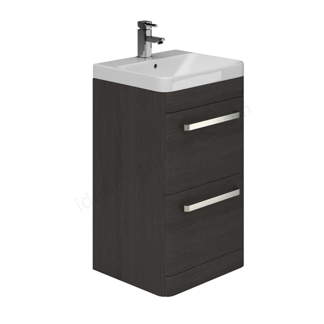 Oakham Vermont Floor Standing Vanity Unit & 1 Tap Hole Basin 500mm 2 Drawer - Dark Grey