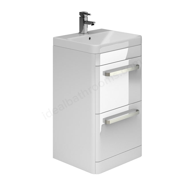 Oakham Vermont Floor Standing Vanity Unit & 1 Tap Hole Basin 500mm 2 Drawer - White