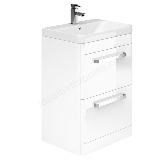 Oakham Vermont Floor Standing Vanity Unit &  Basin 600mm 2 Drawer - White