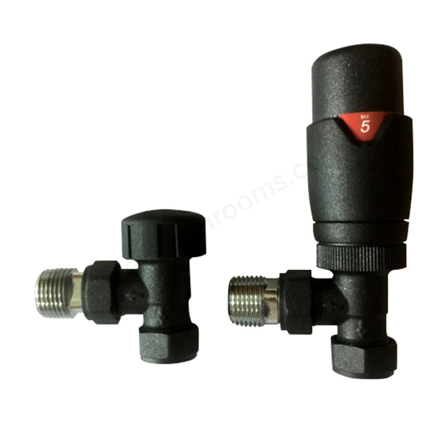 Oakham Angled Thermostatic Radiator Valve Pack - Anthracite 