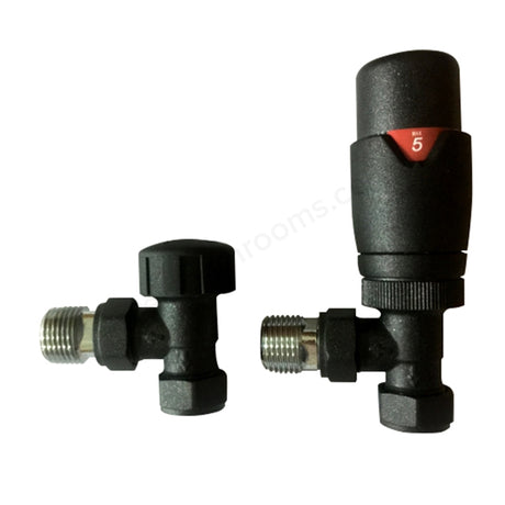 Oakham Angled Thermostatic Radiator Valve Pack - Anthracite 