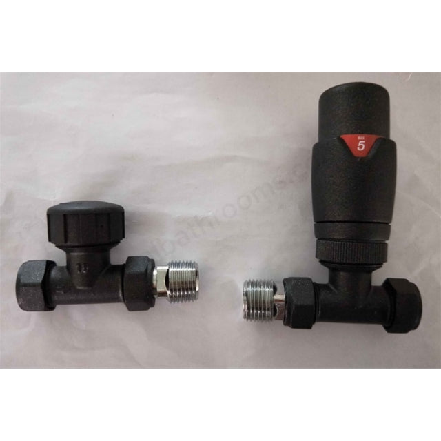 Oakham Straight Thermostatic Radiator Valve Pack Anthracite 