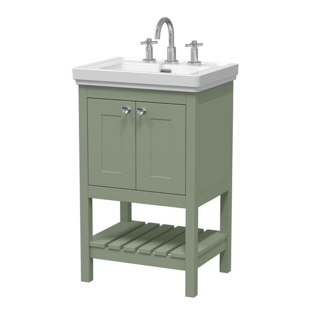 Launde Abbey Floor Standing Vanity with Basin 3TH 500mm - Fern Green