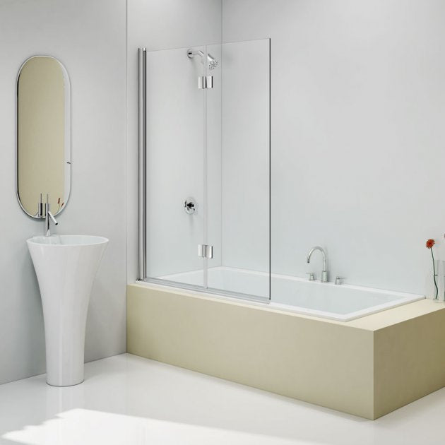 Merlyn 1500mm High x 1100mm Wide 2-Panel Folding Bath Screen - 6mm - Clear Glass - MB13